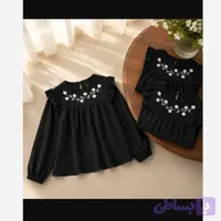 شومیز دخترانه مشکی شانتون نخ مناسب محرم سایز 1 تا 8 سال