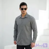 پیراهن کتان مردانه مدل تک جیب رنگ طوسی
