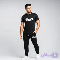 ست تیشرت و شلوار مردانه طرح Police کد 0062 جنس نخ آستین کوتاه