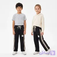 شلوار بگ بچه گانه نوار دار پنبه گلکسی مشکی