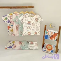 ست تیشرت و شلوارک نخ پنبه بچگانه طرح دار مناسب 1 تا 4 سال