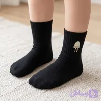 جوراب بچگانه ساق بلند پنبهای مشکی