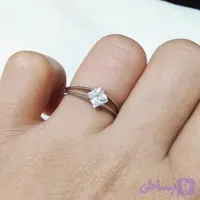 انگشتر استیل زنانه طرح جواهری نگین دار رنگ نقره ای سایز 7 و 8