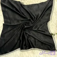 مینی اسکارف اسلپ مشکی نخی قواره 70 در 70 مناسب روزمره