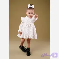 سارافون و گیره مو نوزادی گلدار آستین بلند پارچه موسلین ترک 6 ماه تا 3 سال