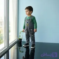 بیلر نوزادی پسرانه جین طرح کلاه رنگ زغال سنگی سایز 6 تا 18 ماه