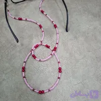 بند عینک کریستال ترکیب مروارید و کریستال طول 85 سانتی متر