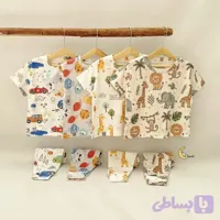 ست تیشرت و شلوار راحتی بچگانه طرح کوسه جنس نخ پنبه