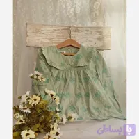 شومیز تک سوزن دوزی دخترانه مدل گلنار رنگ سبز