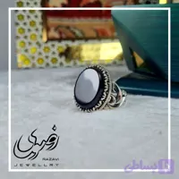 انگشتر مردانه آلیاژ نقره روس با سنگ عقیق مشکی و حکاکی علی (ع)