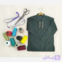 پیراهن پسرانه الیاف طبیعی مدل آرتین رنگ سبز لجنی سایز 4 تا 8