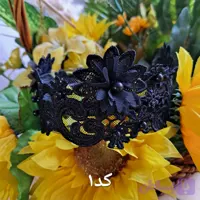 تل گیپور مجلسی طرح گل وارداتی درجه یک مشکی سرمه ای صورتی روشن