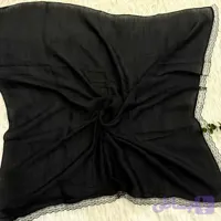 مینی اسکارف اسلپ مشکی نخی قواره 70 در 70 مناسب روزمره
