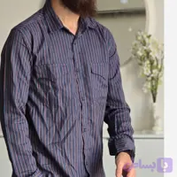 پیراهن جین آستین بلند دو جیب مردانه پارچه جین کاغذی کشی سایز M تا XXL