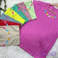 تیشرت نخ پنبه گلدوزی سایز S، M، L، XL و XXL مناسب خانمها و دختران