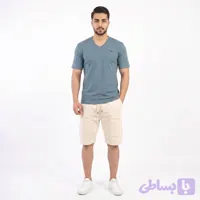 ست تیشرت و شلوارک مردانه یقه هفت جنس پنبه فانریپ و کتان پنبه