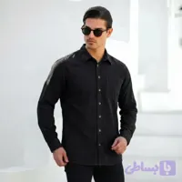 پیراهن کتان مردانه مدل تک جیب رنگ مشکی