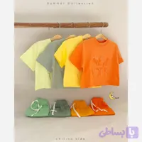 ست تیشرت گلدوزی و شلوارک نخ پنبه بچگانه مناسب 1 تا 7 سال