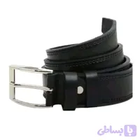 کمربند چرم صنعتی مشکی پهنا 3/5 طول 125 با سگک آبکاری شده