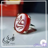 انگشتر نقره زنانه عقیق سرخ 925 با حکاکی دست استاد فتح سایز نگین 15 در 20