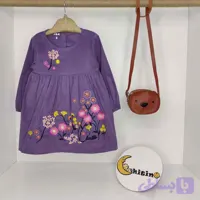 سارافون دخترانه مخمل کبریتی گلدوزی مناسب 1 تا 4 سال