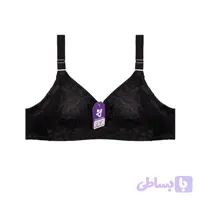 سوتین زنانه توری یاردی طرح برگ بدون فنر شارمین مشکی سایز B