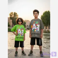 ست بلوز شلوارک لش سایز بزرگ دورس لاکرا دار مناسب 11 الی 14 سال