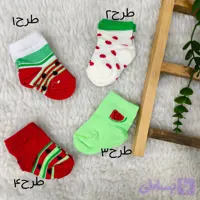 جوراب یلدایی نوزادی هندوانه صددرصد پنبه تا 6 ماه