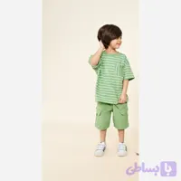 ست تیشرت و شلوارک پسرانه اسپرت کارگو کتان پنبه سایز 50 تا 60
