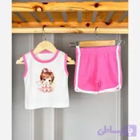 ست تاپ و شورت دخترانه پنبه پلی استر درجه یک طرح دار