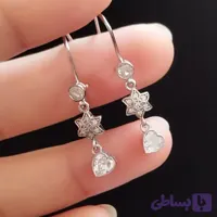 گوشواره نقره آویزی زنانه عیار 925 با روکش طلا سفید وزن 2.8 گرم