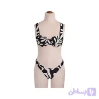 مایو بیکینی دوتیکه طرح گل و برگ زنانه سایز فری استرج