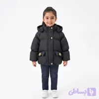 کاپشن پفکی دخترانه گل دار مشکی