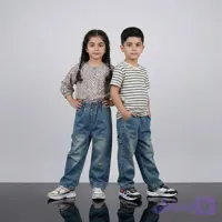 شلوار جین بگ آبی تیره بچه گانه 2 تا 7 سال