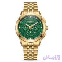 ساعت مچی زنانه سیکو طرح سه موتور صفحه سبز بند استیل با تقویم و موتور ژاپن