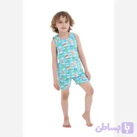 ست رکابی و شورت پسرانه طرح تدی رنگ نسکافه ای جنس پنبه ای