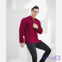 پیراهن الیاف طبیعی مردانه مدل آرشا رنگ آبی یخی