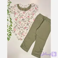 ست لباس نوزادی 2 تکه پنبهای طرح گنجشک نیلی