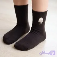 جوراب بچه گانه ساق بلند قهوه ای پنبه ای