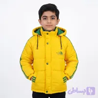 کاپشن پسرانه شمعی آستر خز کلاه جداشونده رنگ زرد