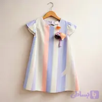 سارافون دخترانه ساتن ابریشم ترک طرح رنگین کمان پشت قلبی سایز 3 تا 10 سال