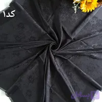 روسری زنانه مشکی قواره 140 جنس ژاکارد دور ریش ریش