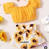 تاپ و شلوارک دخترانه کرپ مناسب 6 ماه تا 9 سال