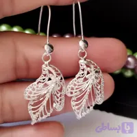 گوشواره نقره آویزی عیار 925 طرح ملیله زنانه