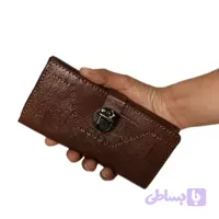 کیف پول موبایل سه لت چرم مدل عطارد دست دوز با قفل ناخنی