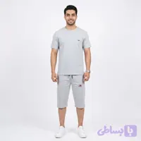 ست تیشرت و شلوارک مردانه تامی رنگ طوسی مدل 11847