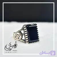 انگشتر مردانه نقره روس با سنگ عقیق مشکی