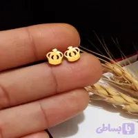 گوشواره زنانه میخی استیل طرح آدمک رنگ طلایی ضد حساسیت