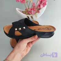 صندل طبی زنانه نگین دار مشکی با کفی آناتومیک و زیره ضد لغزش