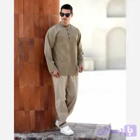 پیراهن مردانه الیاف طبیعی 100 درصد پنبه مدل آریا رنگ بژ